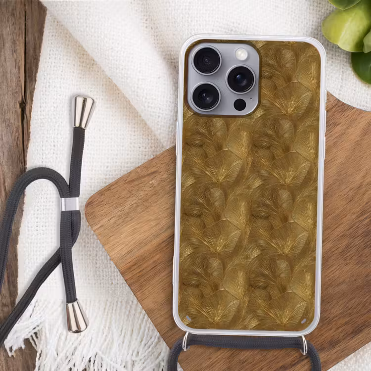 Organisch - Lijnen - Goud Hoesje iPhone 16 Pro Max met koord klein 804 -sfeer4