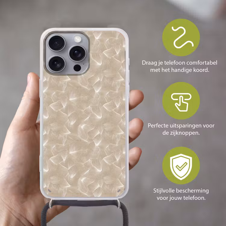Organisch - Textuur - Beige Hoesje iPhone 16 Pro Max met koord klein 804 -sfeer2_NL