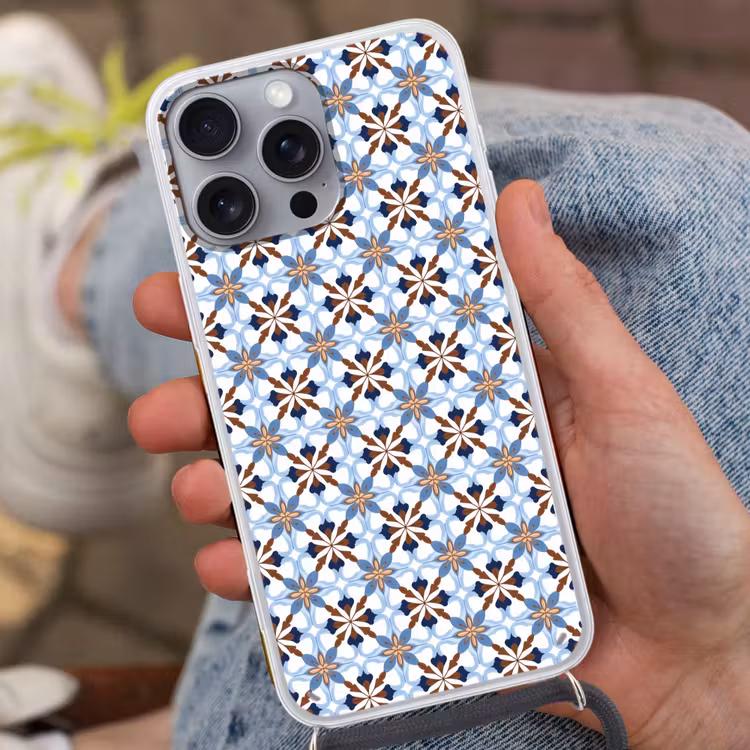Ornament - Tegel - Kleurrijk Hoesje iPhone 16 Pro Max met koord klein 804 -sfeer3