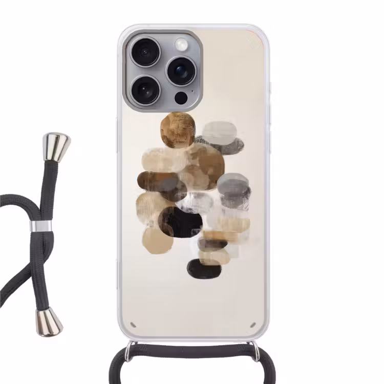 Ovaal - Kleurvlakken - Penseelstreken Hoesje iPhone 16 Pro Max met koord klein -3d