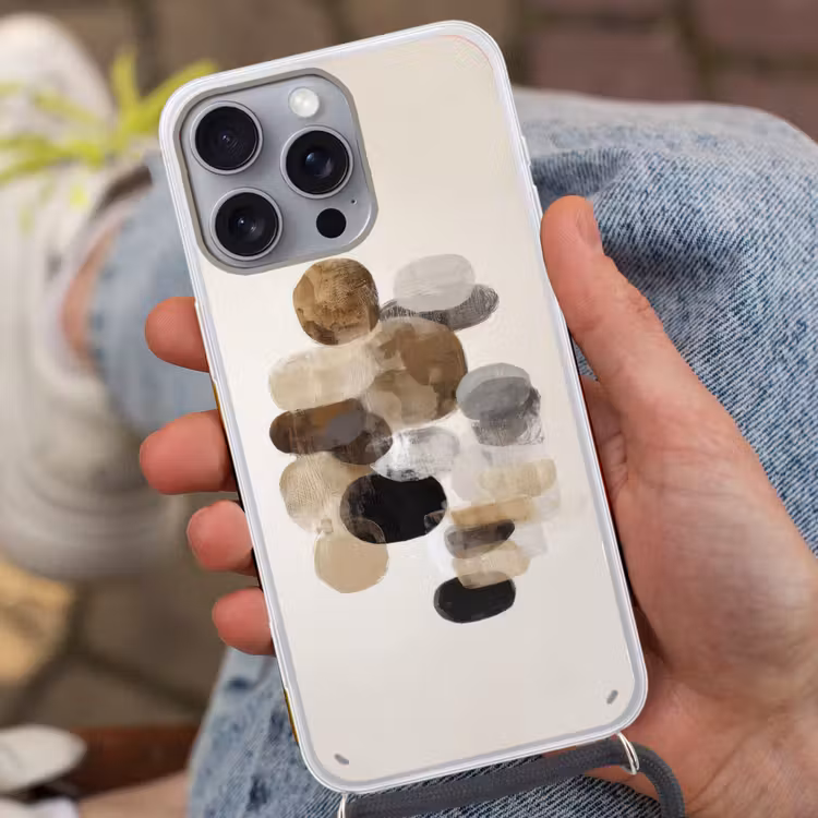 Ovaal - Kleurvlakken - Penseelstreken Hoesje iPhone 16 Pro Max met koord klein -sfeer3