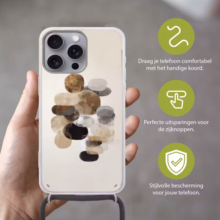 Ovaal - Kleurvlakken - Penseelstreken Hoesje iPhone 16 Pro Max met koord klein -sfeer2_NL