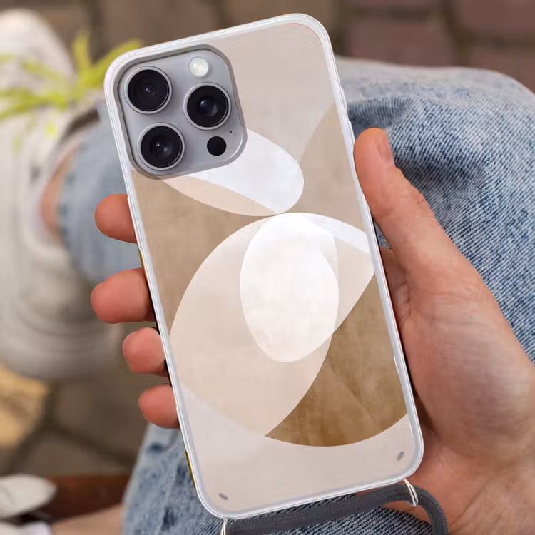 Ovale vormen - Transparant - Zachte overgang Hoesje iPhone 16 Pro Max met koord klein -sfeer3