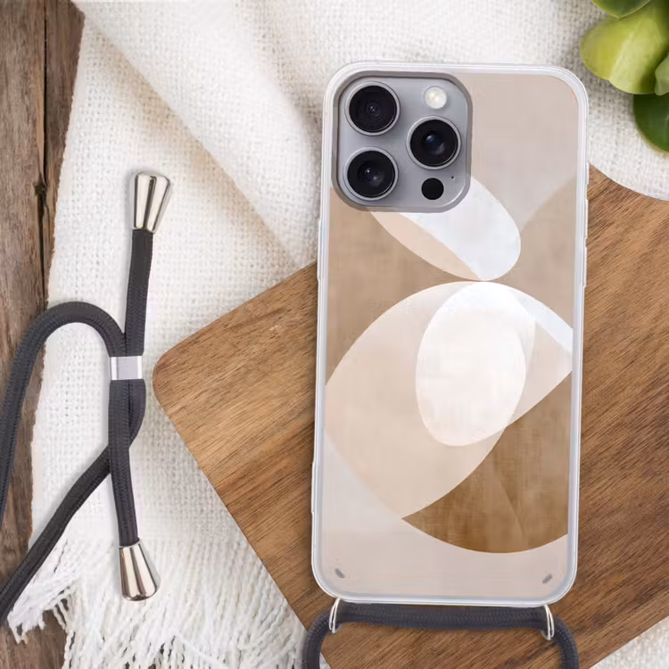 Ovale vormen - Transparant - Zachte overgang Hoesje iPhone 16 Pro Max met koord klein -sfeer4