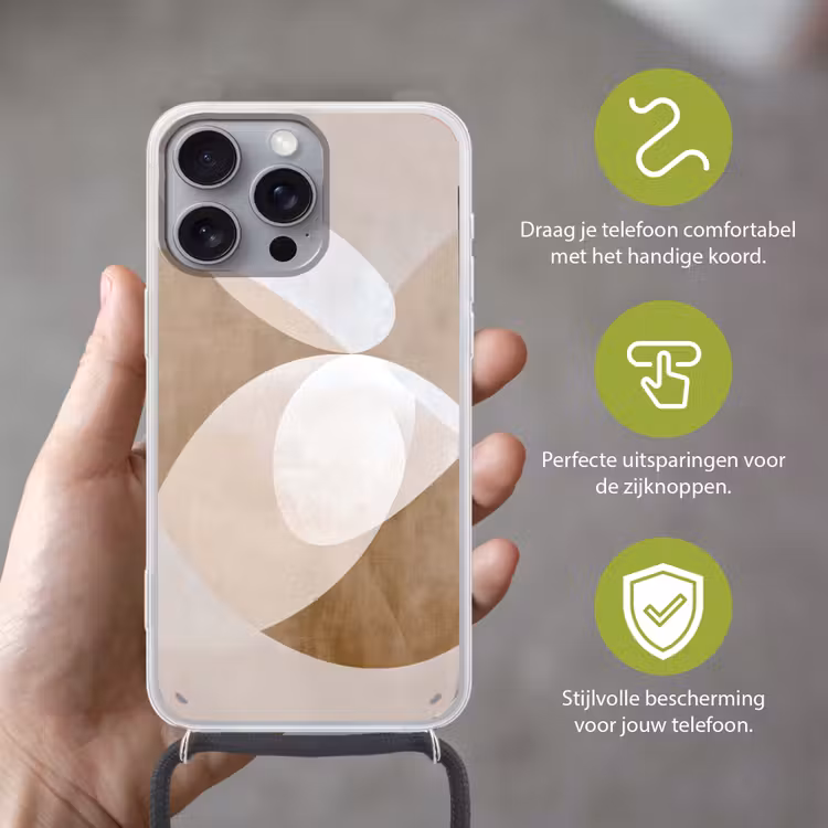 Ovale vormen - Transparant - Zachte overgang Hoesje iPhone 16 Pro Max met koord klein -sfeer2_NL