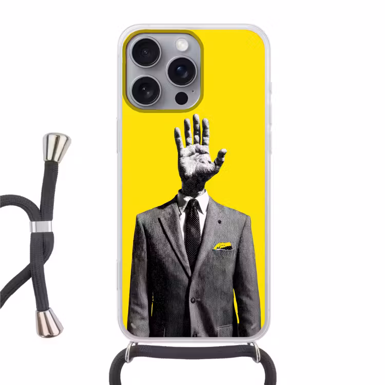 Pak - Hand - Geel Hoesje iPhone 16 Pro Max met koord klein -3d