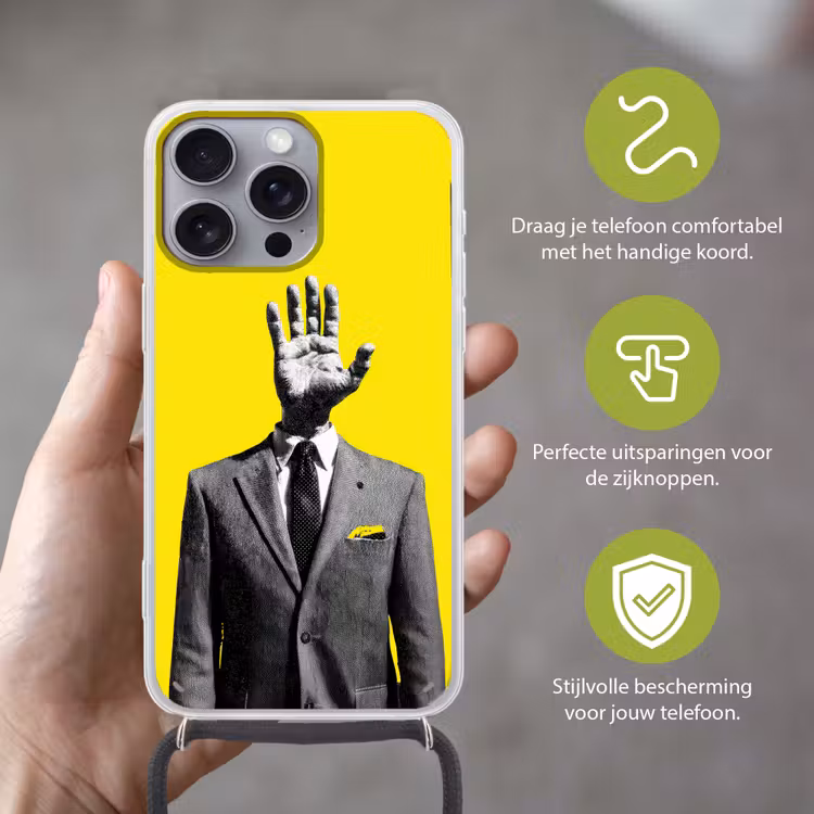 Pak - Hand - Geel Hoesje iPhone 16 Pro Max met koord klein -sfeer2_NL