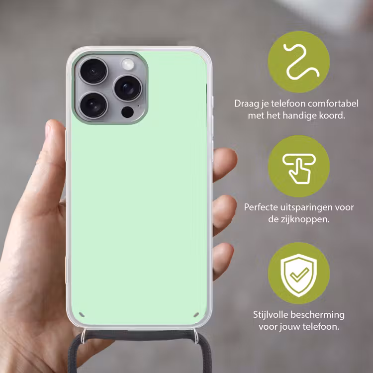 Pale - Mint - Groen Hoesje iPhone 16 Pro Max met koord klein 804 -sfeer2_NL