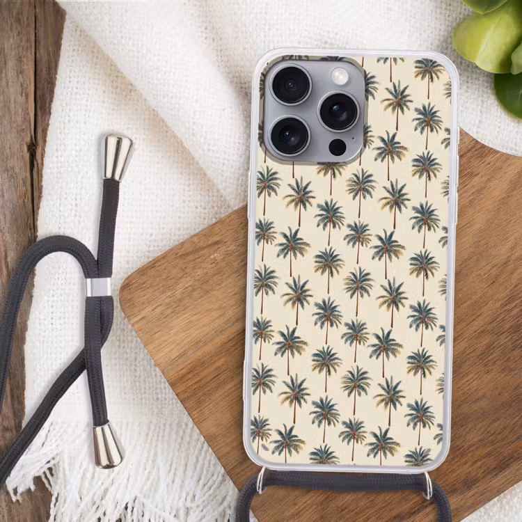 Palmbomen - Tropisch - Groen Hoesje iPhone 16 Pro Max met koord klein 804 -sfeer4