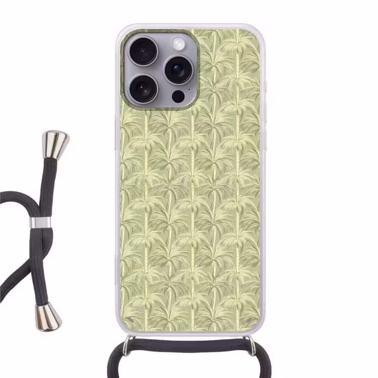 Palmwoud - Tropisch - Groen Hoesje iPhone 16 Pro Max met koord klein 804 -3d