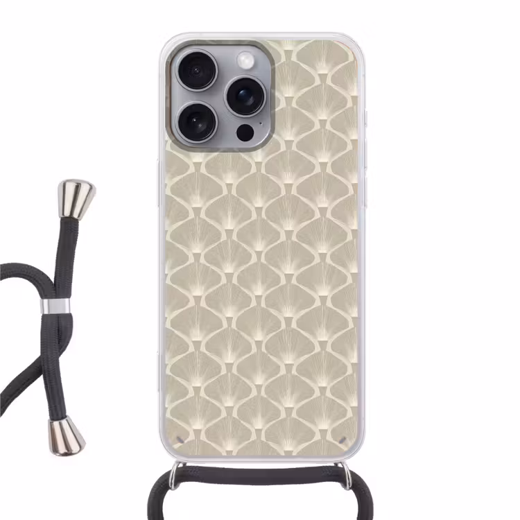 Paneel - Ginkgo - Zand Hoesje iPhone 16 Pro Max met koord klein 804 -3d