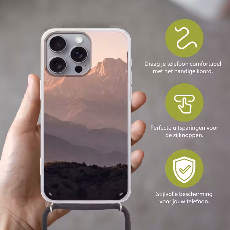 Panorama - Landschap - Bergen Hoesje iPhone 16 Pro Max met koord klein -sfeer2_NL