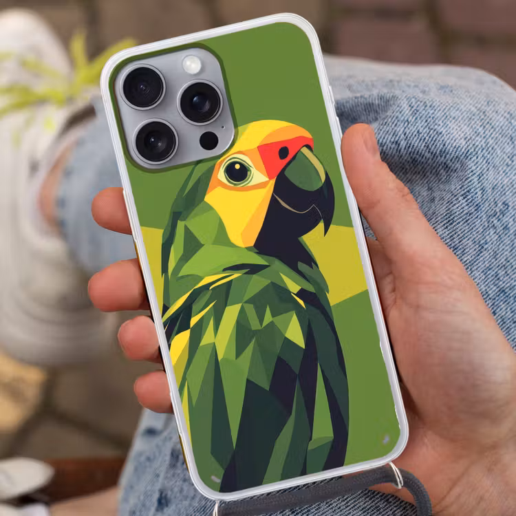 Papegaai - Groen - Snavel - Abstract Hoesje iPhone 16 Pro Max met koord klein -sfeer3