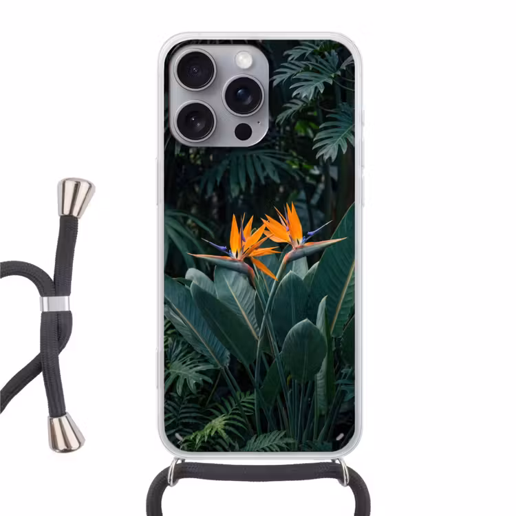 Paradijsvogel - Bloem - Exotisch Hoesje iPhone 16 Pro Max met koord klein -3d