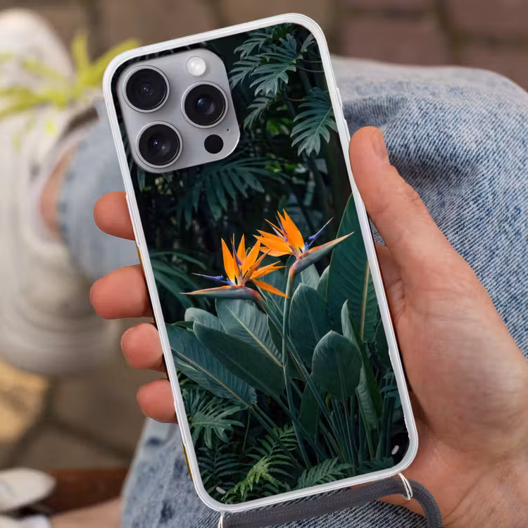 Paradijsvogel - Bloem - Exotisch Hoesje iPhone 16 Pro Max met koord klein -sfeer3