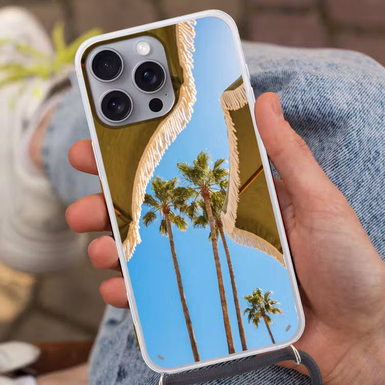 Parasol - Groen - Franjes - Zomer - Tropisch Hoesje iPhone 16 Pro Max met koord klein -sfeer3