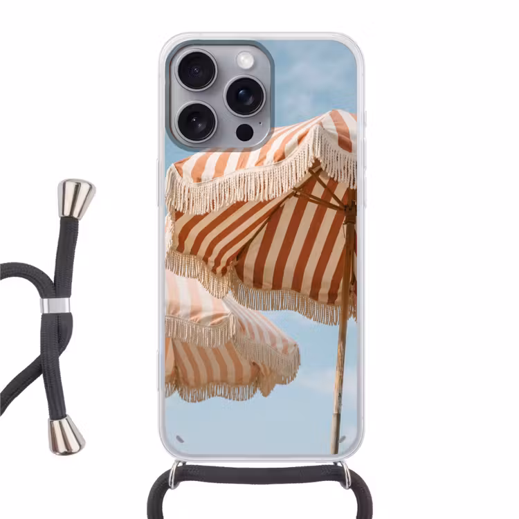 Parasol - Lucht - Rood Hoesje iPhone 16 Pro Max met koord klein -3d