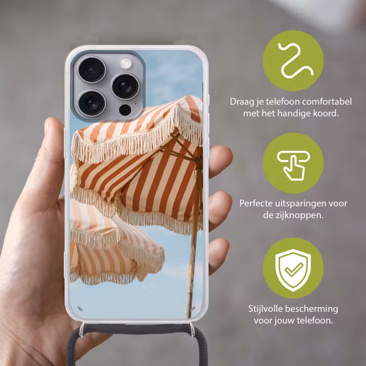 Parasol - Lucht - Rood Hoesje iPhone 16 Pro Max met koord klein -sfeer2_NL