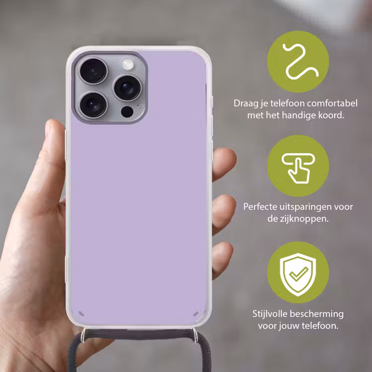 Pastel - Lilac - Paars Hoesje iPhone 16 Pro Max met koord klein 804 -sfeer2_NL