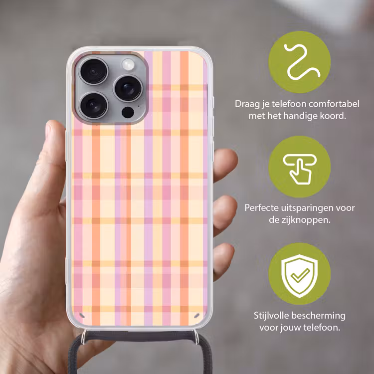 Pastel - uitpatroon - Geometrisch Hoesje iPhone 16 Pro Max met koord klein 804 -sfeer2_NL