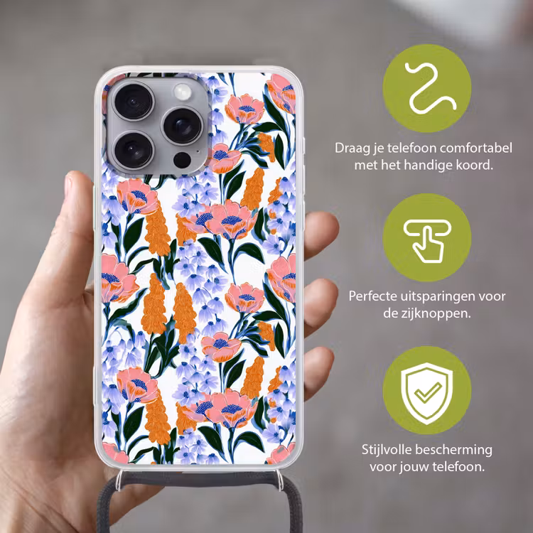 Patroon - Aquarel - Kleurrijk Hoesje iPhone 16 Pro Max met koord klein 804 -sfeer2_NL