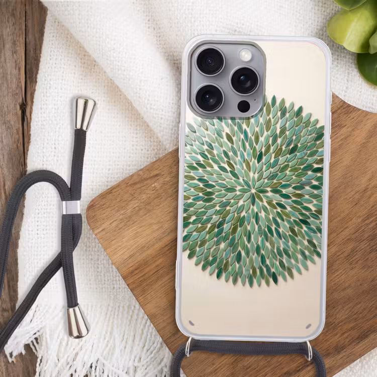 Patroon - Blad - Groen - Abstract Hoesje iPhone 16 Pro Max met koord klein -sfeer4