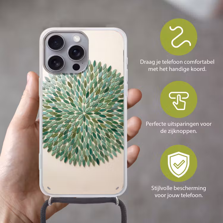 Patroon - Blad - Groen - Abstract Hoesje iPhone 16 Pro Max met koord klein -sfeer2_NL