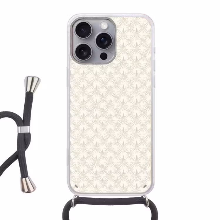 Patroon - Bloemen - Beige Hoesje iPhone 16 Pro Max met koord klein 804 -3d