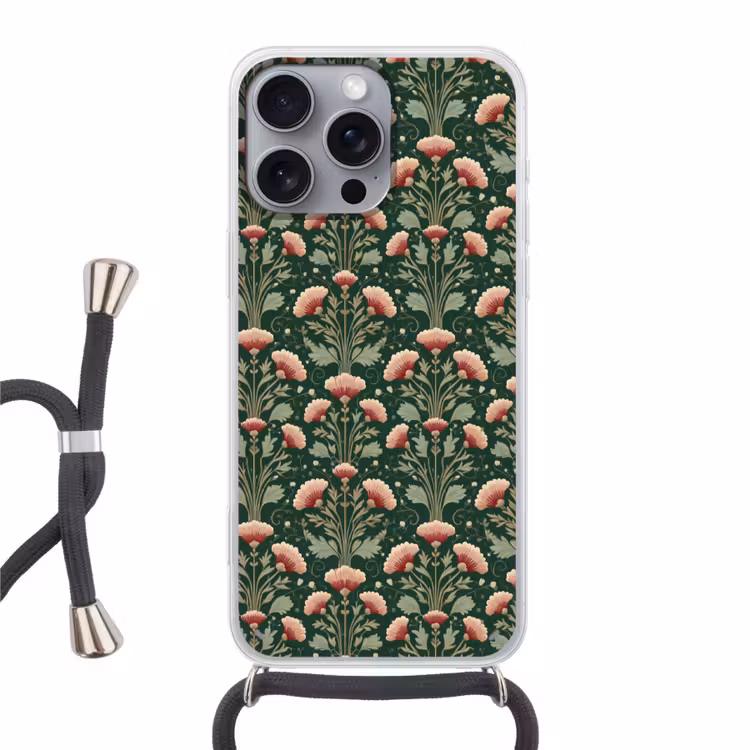 Patroon - Botanisch - Kleurrijk Hoesje iPhone 16 Pro Max met koord klein 804 -3d