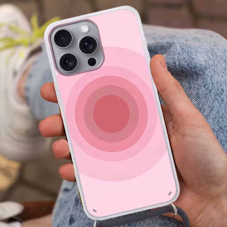 Patroon - Cirkels - Abstract - Roze - Modern Hoesje iPhone 16 Pro Max met koord klein -sfeer3