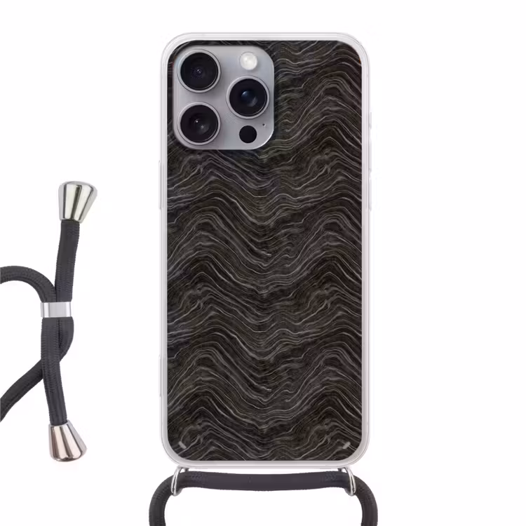 Patroon - Contrast - Antraciet Hoesje iPhone 16 Pro Max met koord klein 804 -3d