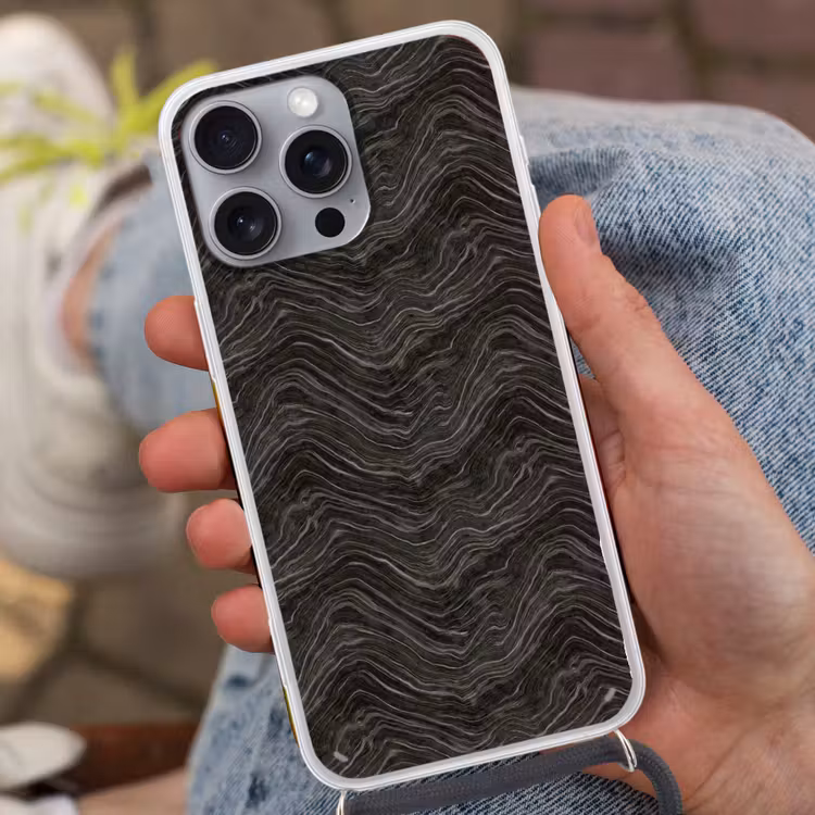 Patroon - Contrast - Antraciet Hoesje iPhone 16 Pro Max met koord klein 804 -sfeer3