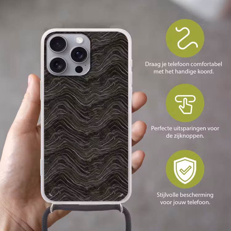 Patroon - Contrast - Antraciet Hoesje iPhone 16 Pro Max met koord klein 804 -sfeer2_NL