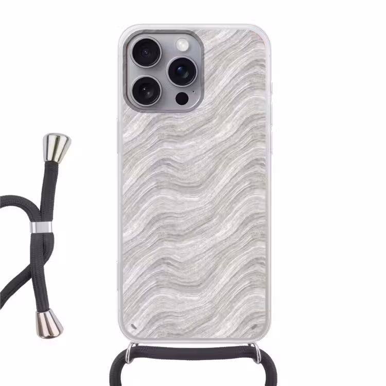 Patroon - Helder - Wit - Grijs Hoesje iPhone 16 Pro Max met koord klein 804 -3d