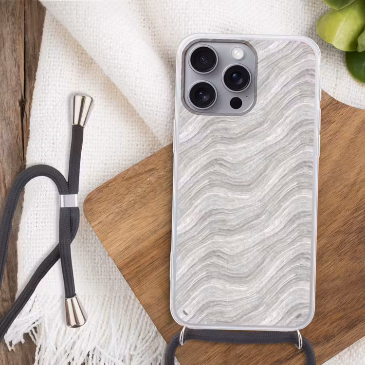 Patroon - Helder - Wit - Grijs Hoesje iPhone 16 Pro Max met koord klein 804 -sfeer4