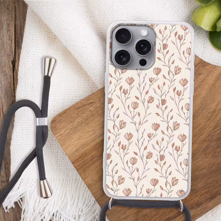 Patroon - Klassiek - Roze Hoesje iPhone 16 Pro Max met koord klein 804 -sfeer4