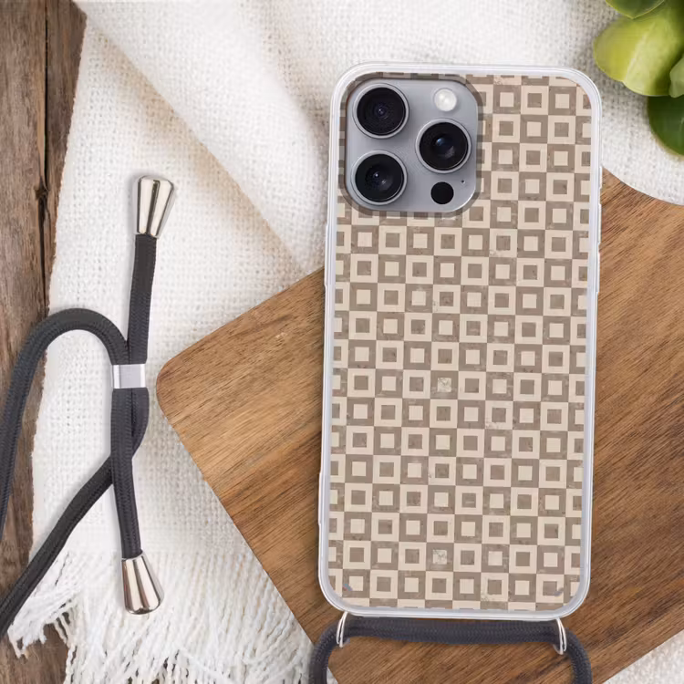 Patroon - Marmer - Beige Hoesje iPhone 16 Pro Max met koord klein 804 -sfeer4