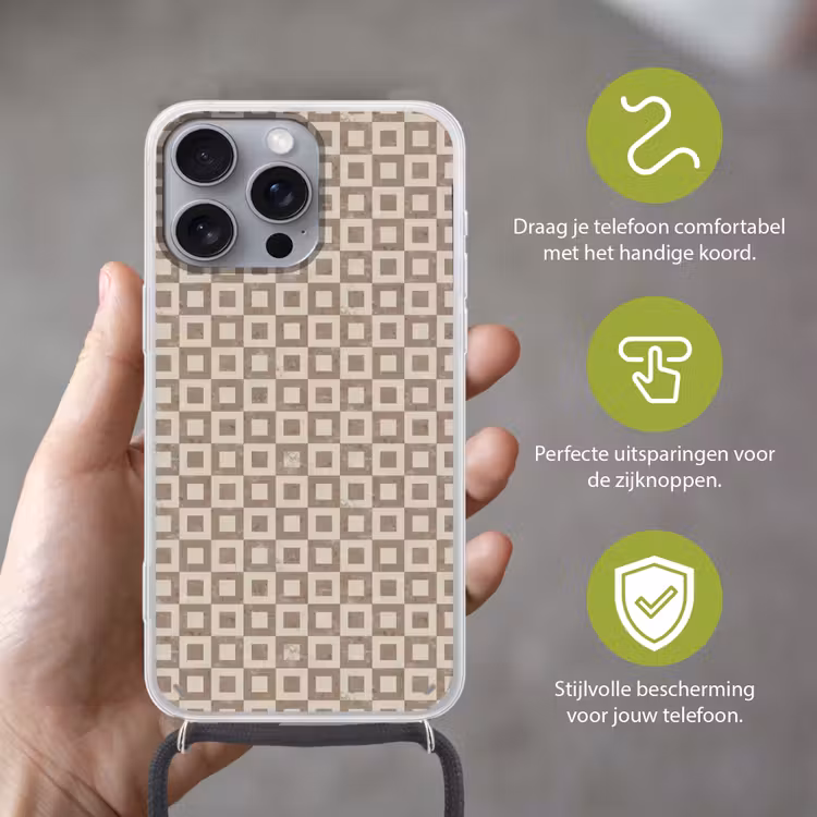 Patroon - Marmer - Beige Hoesje iPhone 16 Pro Max met koord klein 804 -sfeer2_NL