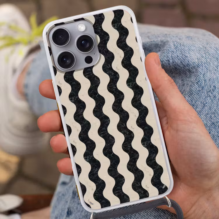 Patroon - Marmer - Groen - Cremé Hoesje iPhone 16 Pro Max met koord klein 804 -sfeer3