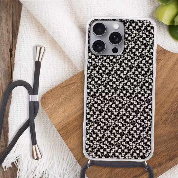 Patroon - Marmer - Zwart Hoesje iPhone 16 Pro Max met koord klein 804 -sfeer4