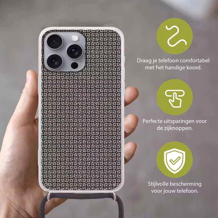 Patroon - Marmer - Zwart Hoesje iPhone 16 Pro Max met koord klein 804 -sfeer2_NL