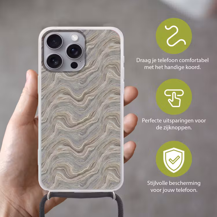 Patroon - Sereen - Paars - Groen Hoesje iPhone 16 Pro Max met koord klein 804 -sfeer2_NL