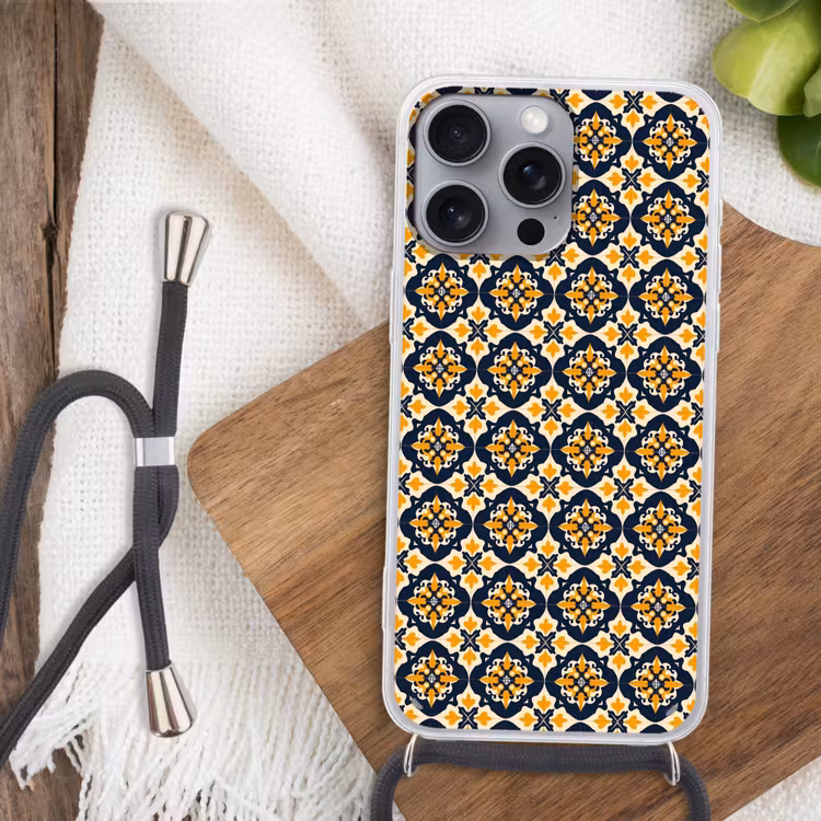 Patroon - Siertegel - Kleurrijk Hoesje iPhone 16 Pro Max met koord klein 804 -sfeer4