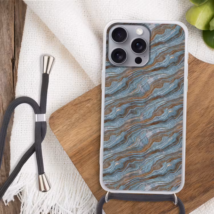Patroon - Steen - Blauw Hoesje iPhone 16 Pro Max met koord klein 804 -sfeer4