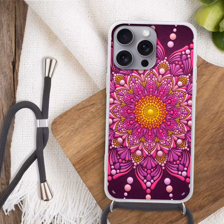 Patroon - Stippen - Abstract - Kleurrijk Hoesje iPhone 16 Pro Max met koord klein -sfeer4