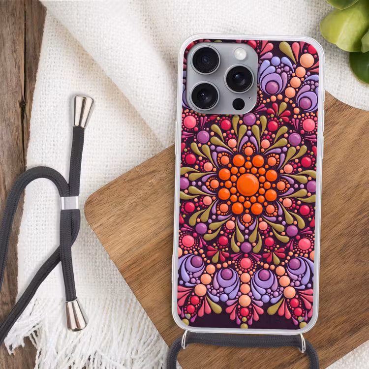 Patroon - Stippen - Abstract - Modern - Kleurrijk Hoesje iPhone 16 Pro Max met koord klein -sfeer4