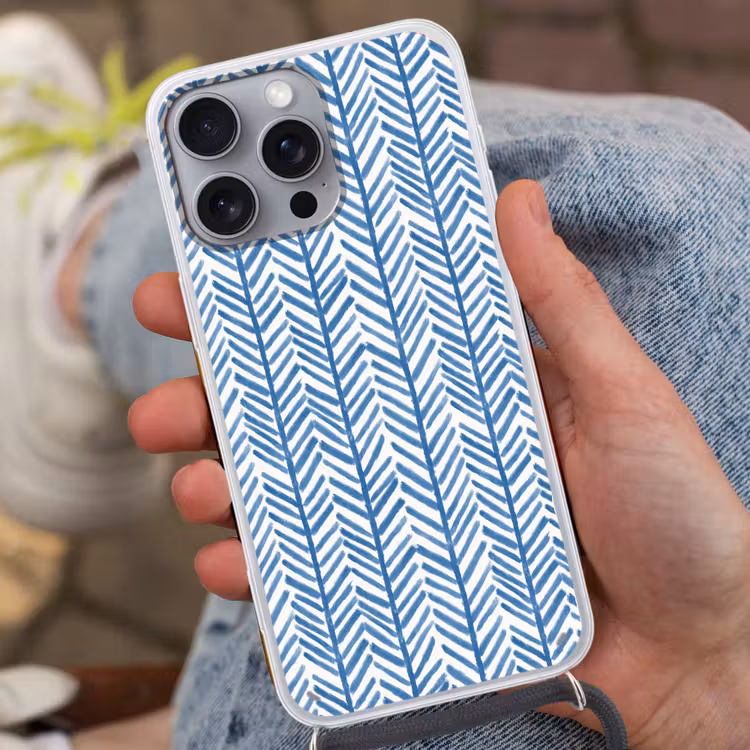 Patroon - Streep - Blauw Hoesje iPhone 16 Pro Max met koord klein 804 -sfeer3