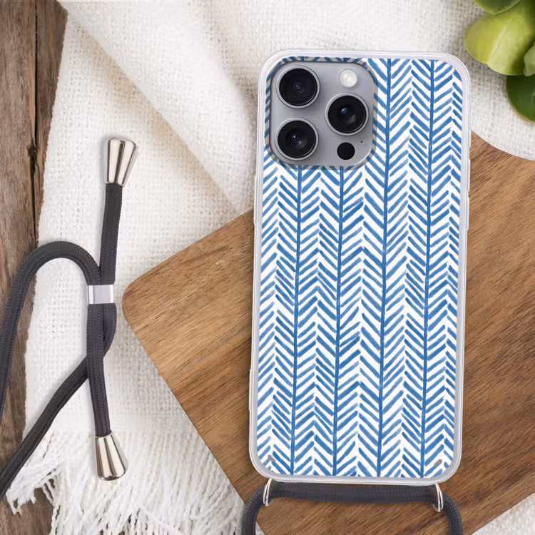 Patroon - Streep - Blauw Hoesje iPhone 16 Pro Max met koord klein 804 -sfeer4