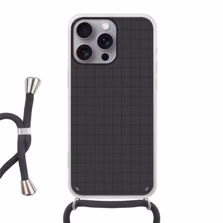 Patroon - Tegel - Antraciet Hoesje iPhone 16 Pro Max met koord klein 804 -3d