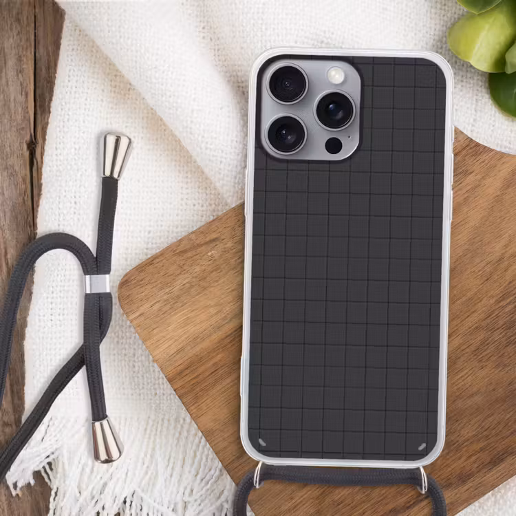 Patroon - Tegel - Antraciet Hoesje iPhone 16 Pro Max met koord klein 804 -sfeer4